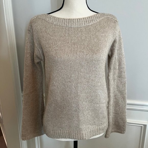 White House Black Market Sweaters - WHITE HOUSE BLACK MARKET Pullover Gold Sparkle Wool Blend Boat Neck X-Small